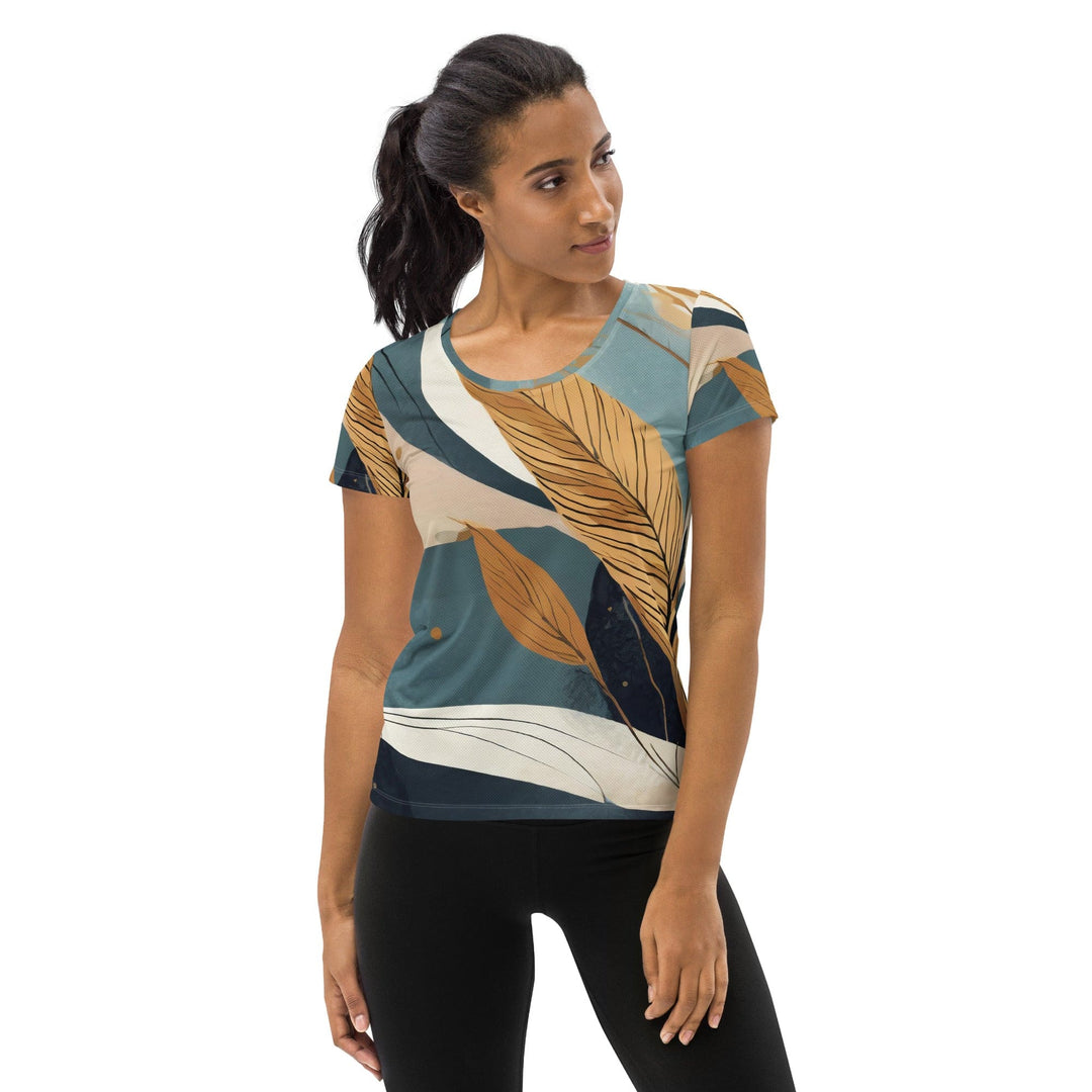 Womens Stretch Fit Athletic Sports T-shirt - Boho Style Print