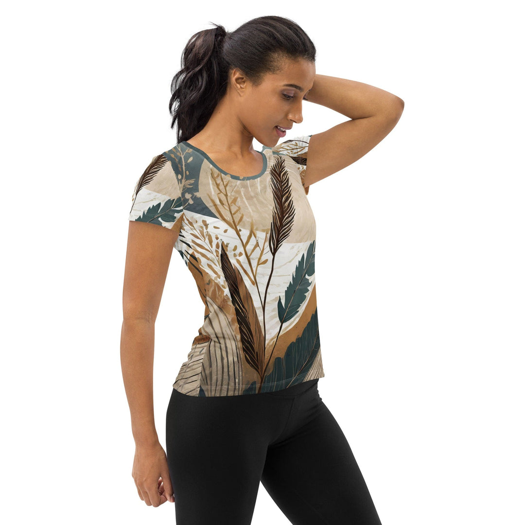 Womens Stretch Fit Athletic Sports T-shirt - Boho Style Print