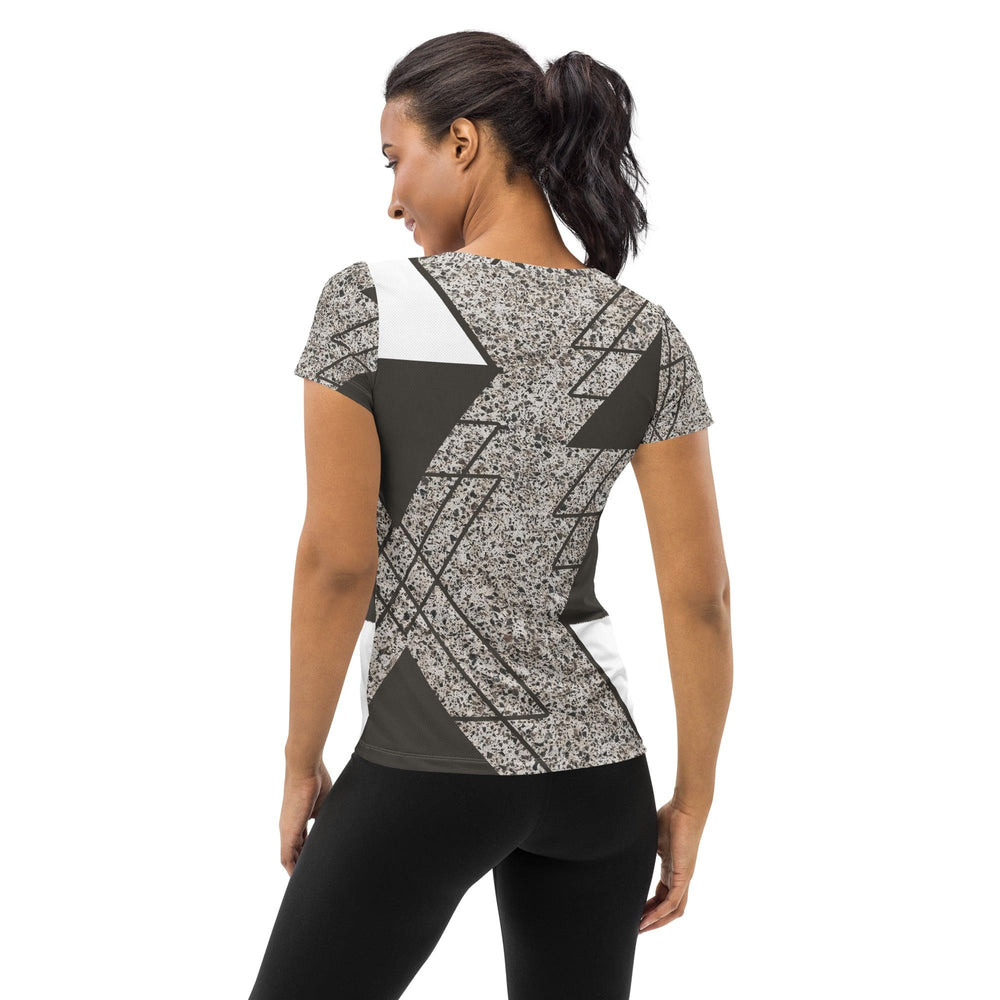 Womens Stretch Fit Athletic Sports T-shirt - Brown and White