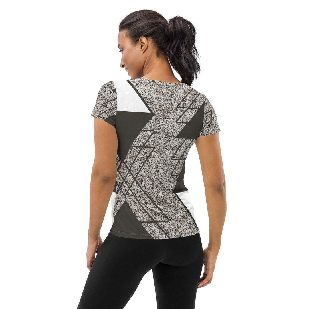 Womens Stretch Fit Athletic Sports T-shirt - Brown and White