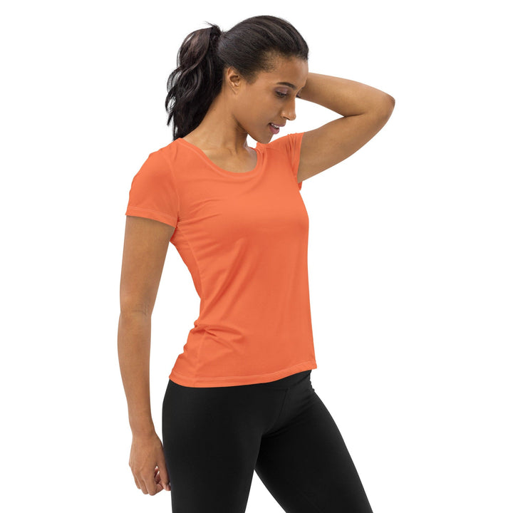 Womens Stretch Fit Athletic Sports T-shirt - Coral Orange Red