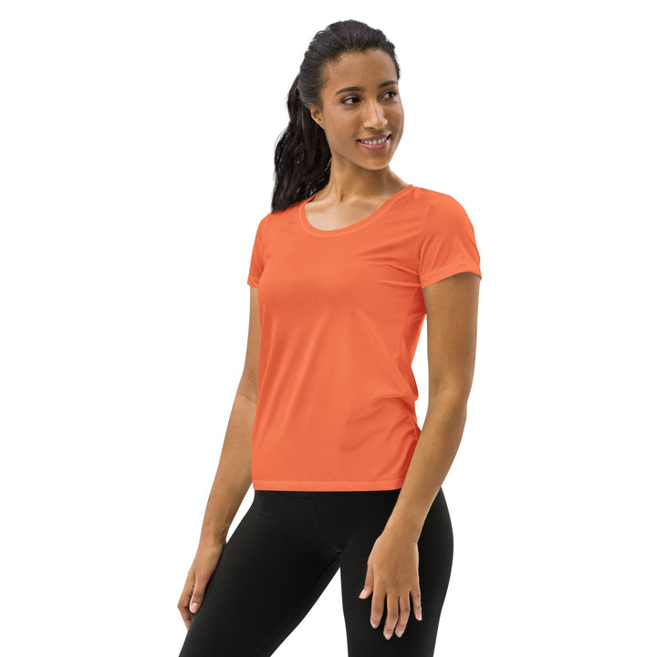 Womens Stretch Fit Athletic Sports T-shirt - Coral Orange Red