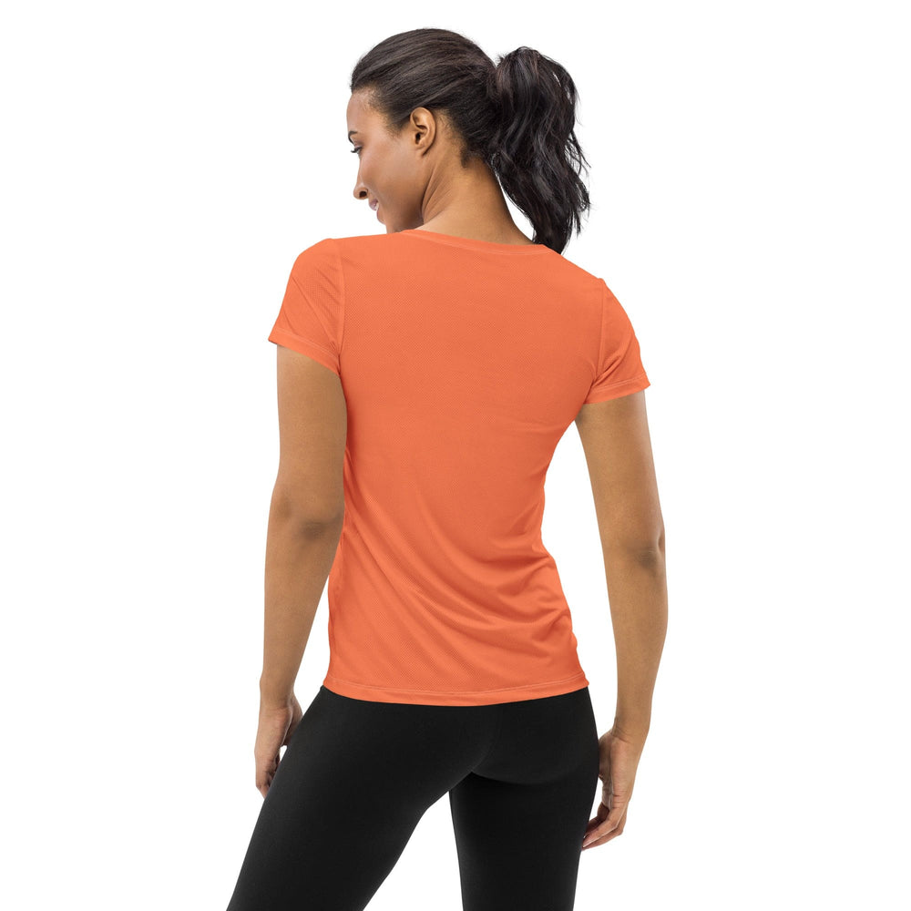 Womens Stretch Fit Athletic Sports T-shirt - Coral Orange Red