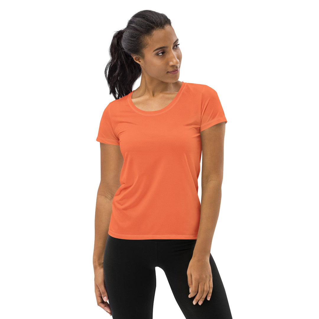 Womens Stretch Fit Athletic Sports T-shirt - Coral Orange Red