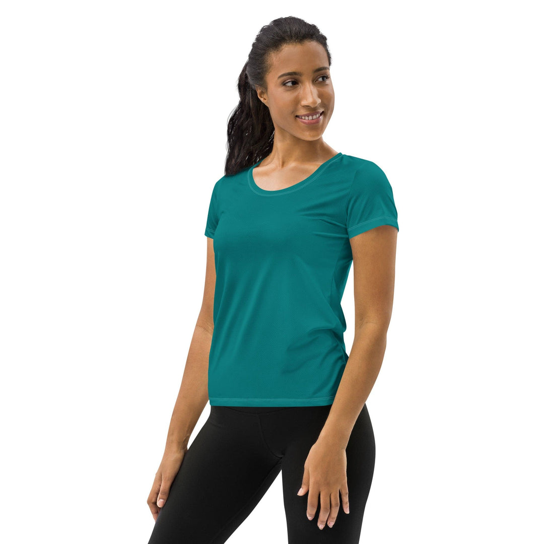 Womens Stretch Fit Athletic Sports T-shirt - Dark Teal Green