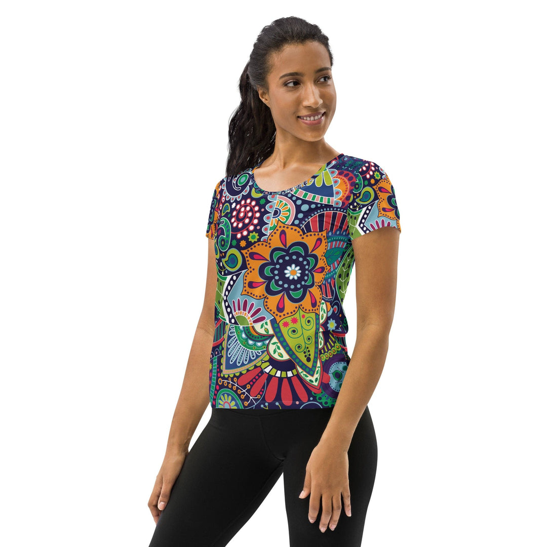 Womens Stretch Fit Athletic Sports T-shirt - Floral Paisley 22523