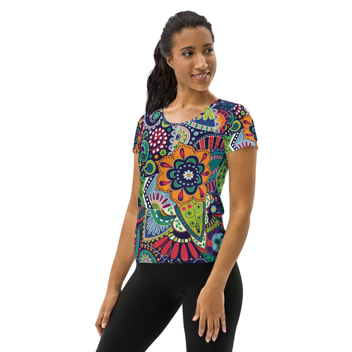 Womens Stretch Fit Athletic Sports T-shirt - Floral Paisley 22523