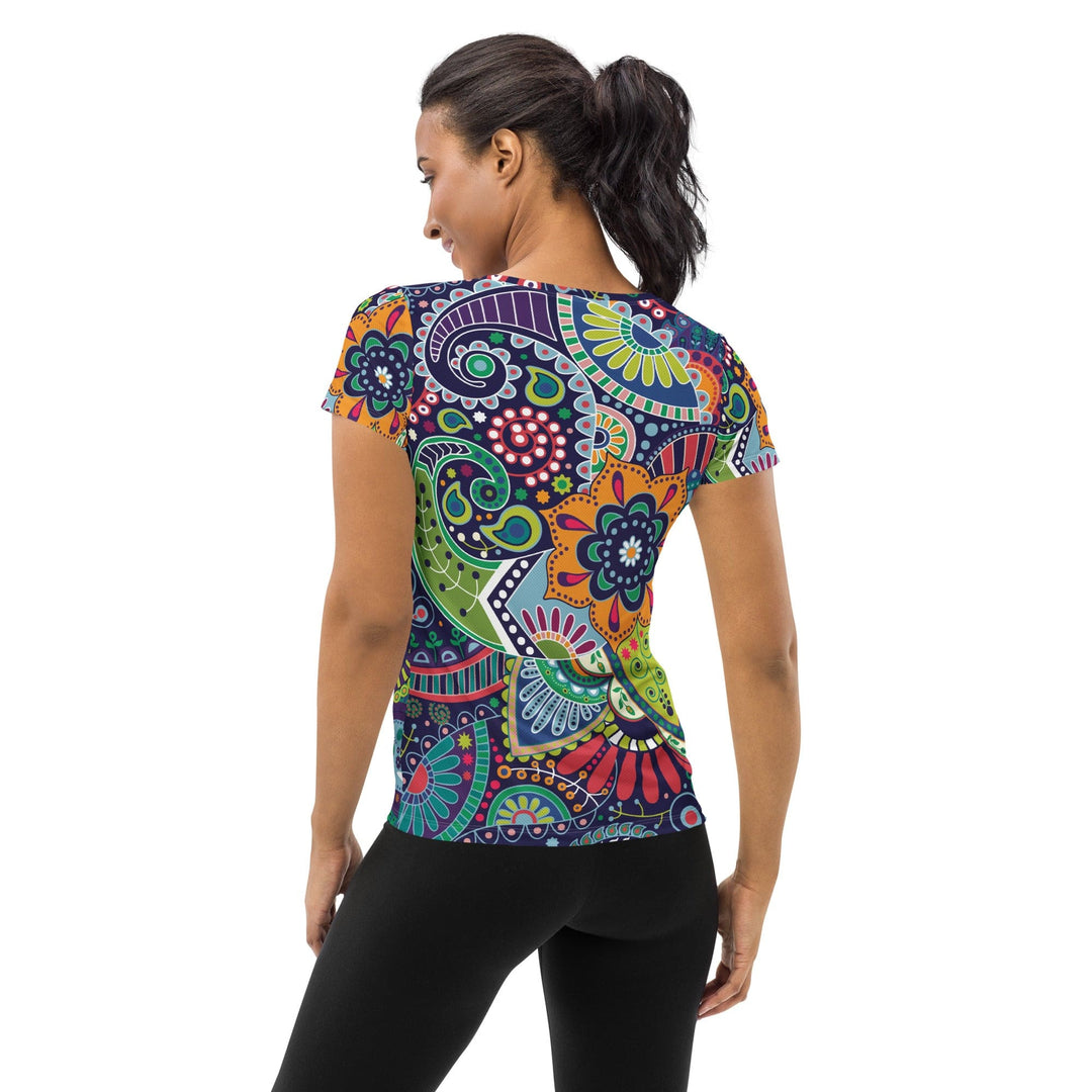 Womens Stretch Fit Athletic Sports T-shirt - Floral Paisley 22523