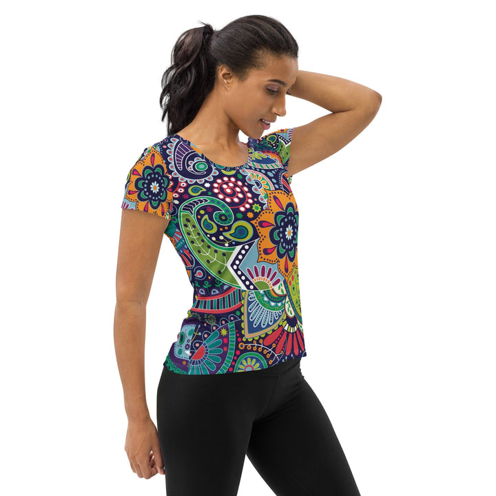 Womens Stretch Fit Athletic Sports T-shirt - Floral Paisley 22523