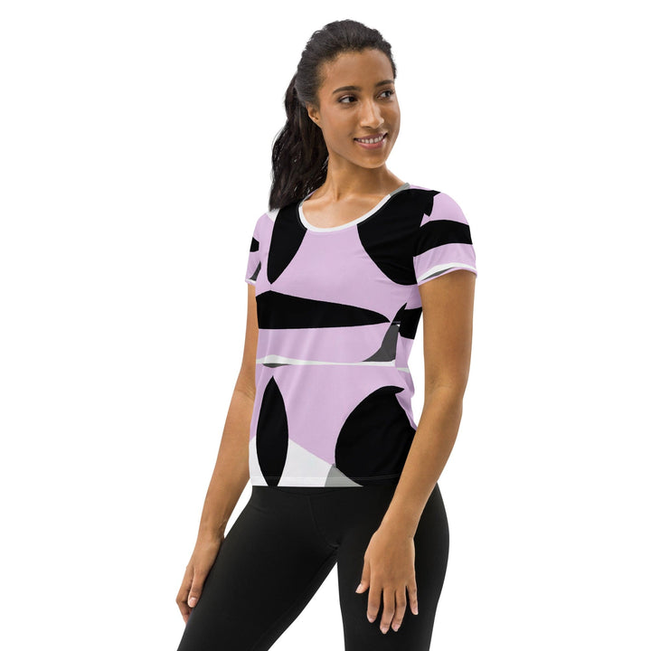 Womens Stretch Fit Athletic Sports T-shirt - Geometric Lavender