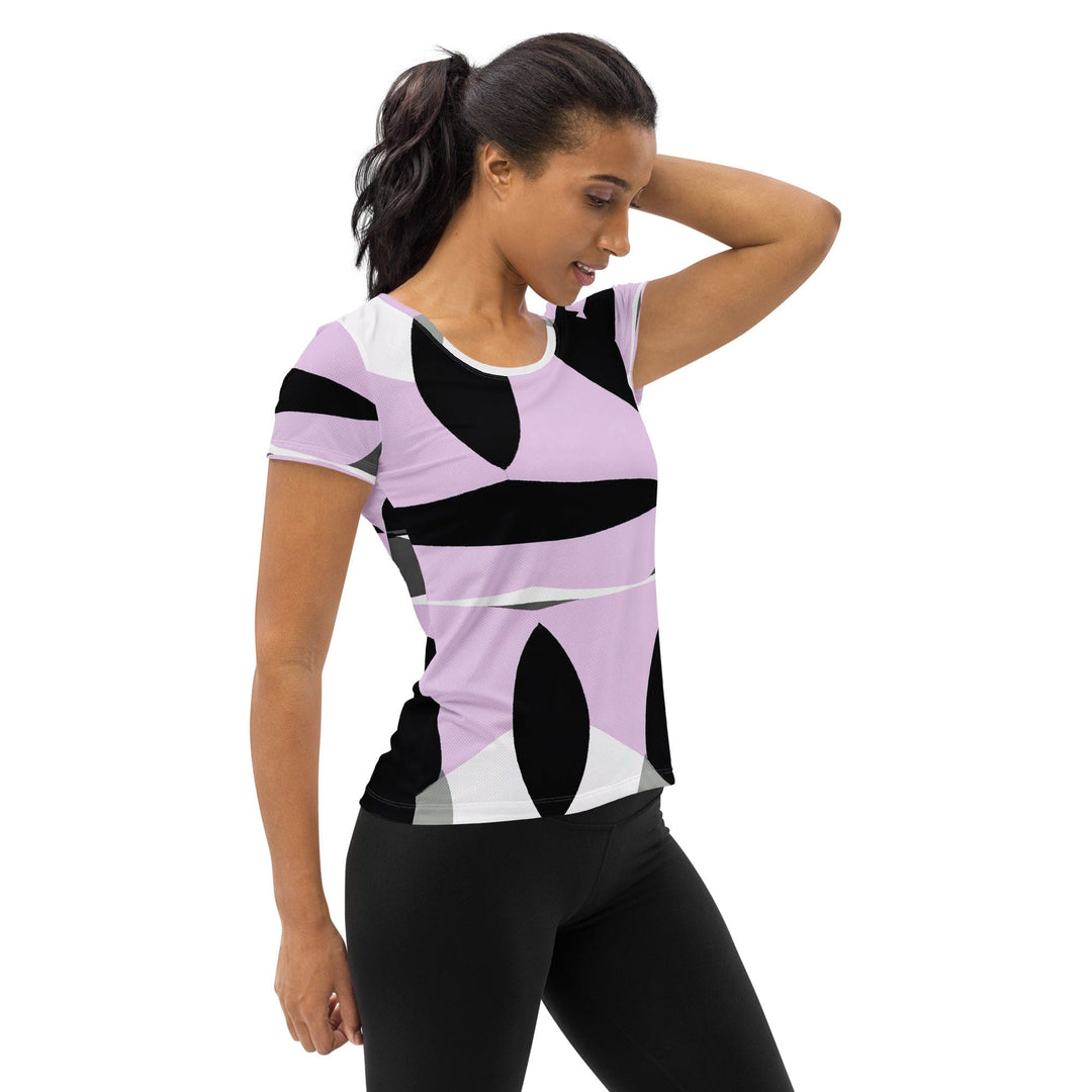 Womens Stretch Fit Athletic Sports T-shirt - Geometric Lavender