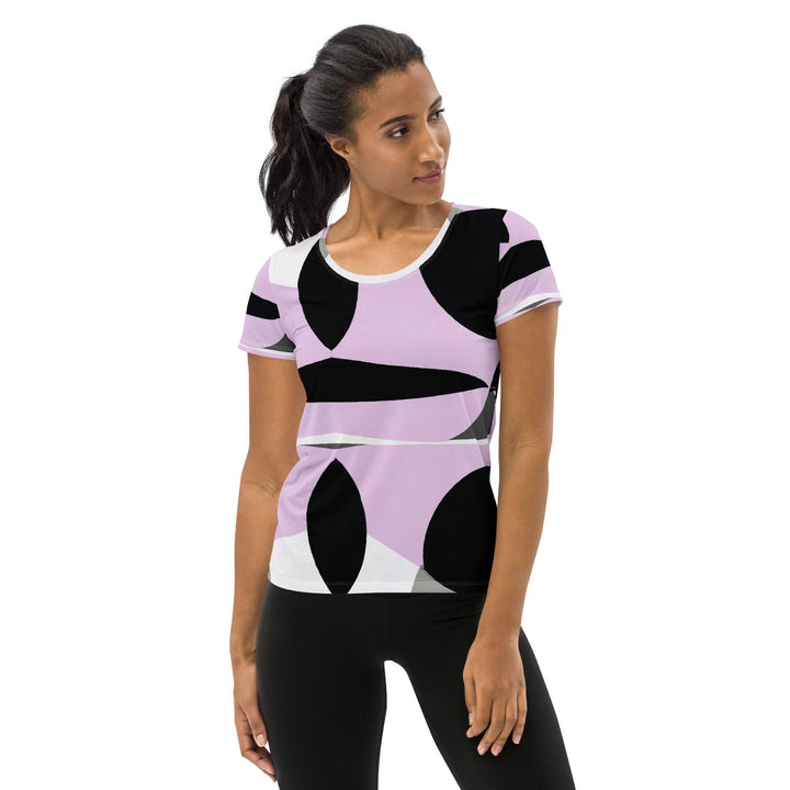 Womens Stretch Fit Athletic Sports T-shirt - Geometric Lavender