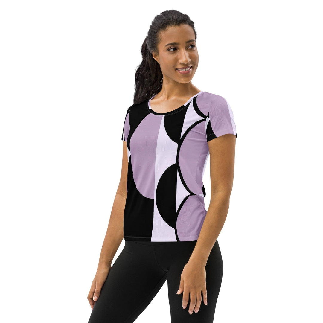 Womens Stretch Fit Athletic Sports T-shirt - Geometric Lavender