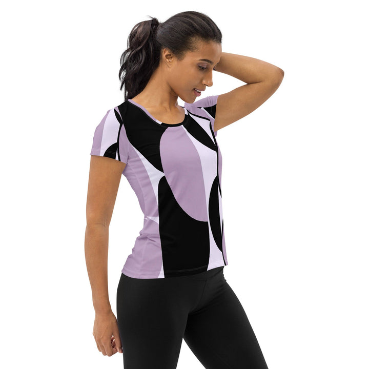 Womens Stretch Fit Athletic Sports T-shirt - Geometric Lavender