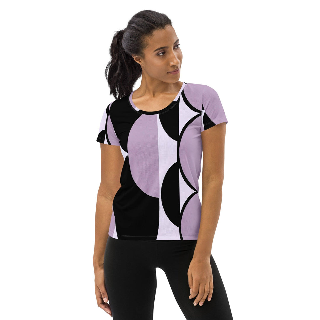 Womens Stretch Fit Athletic Sports T-shirt - Geometric Lavender