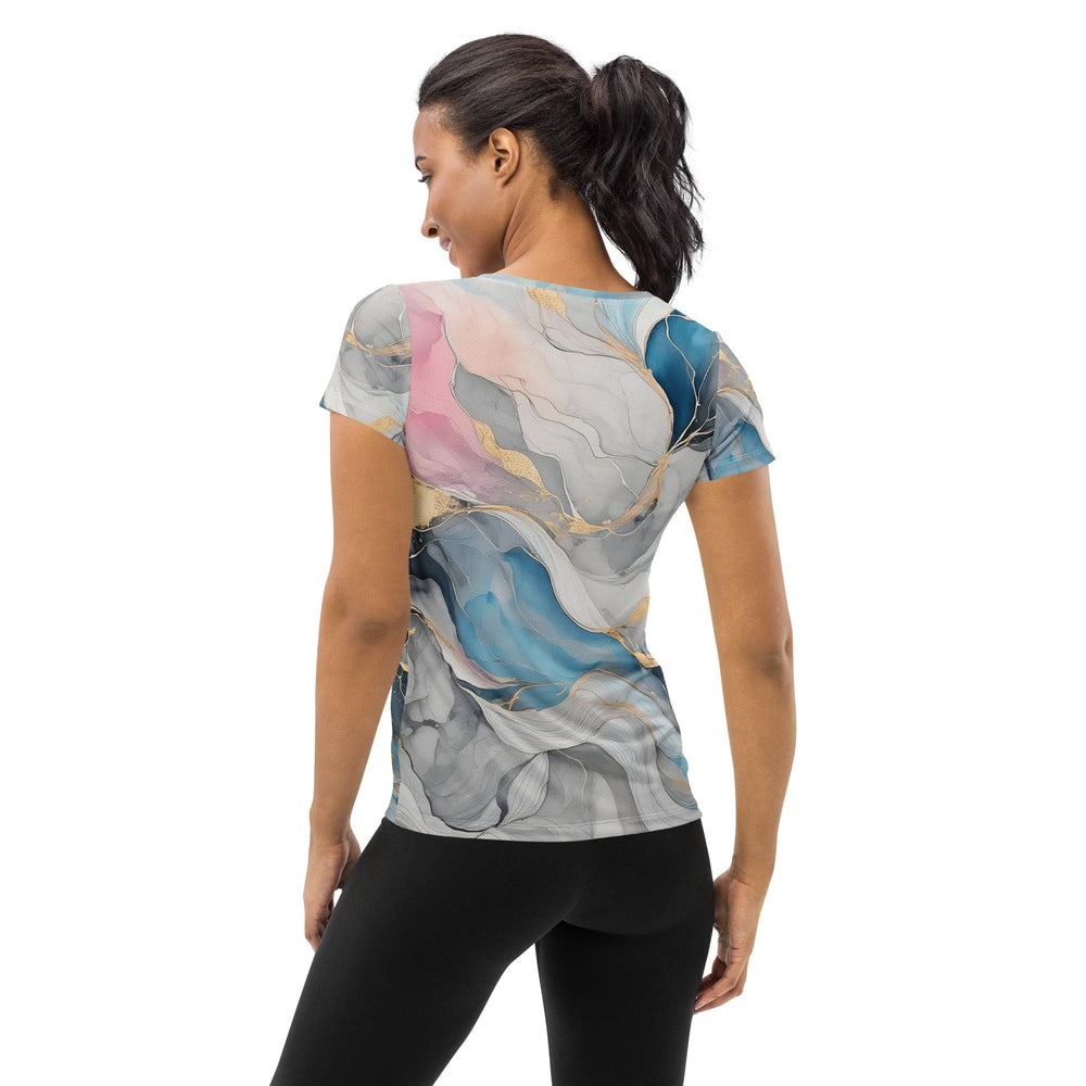 Womens Stretch Fit Athletic Sports T-shirt - Marble Cloud of Grey
