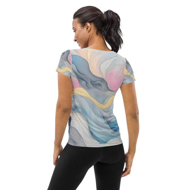 Womens Stretch Fit Athletic Sports T-shirt - Marble Cloud of Grey 3