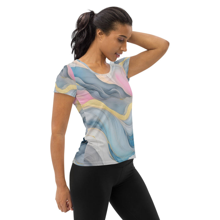 Womens Stretch Fit Athletic Sports T-shirt - Marble Cloud of Grey 3