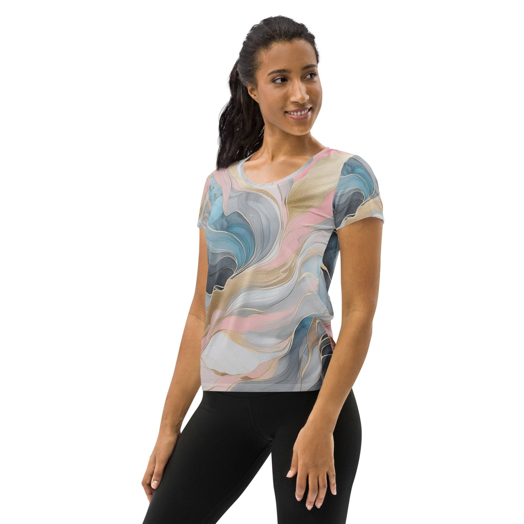 Womens Stretch Fit Athletic Sports T-shirt - Marble Cloud of Grey