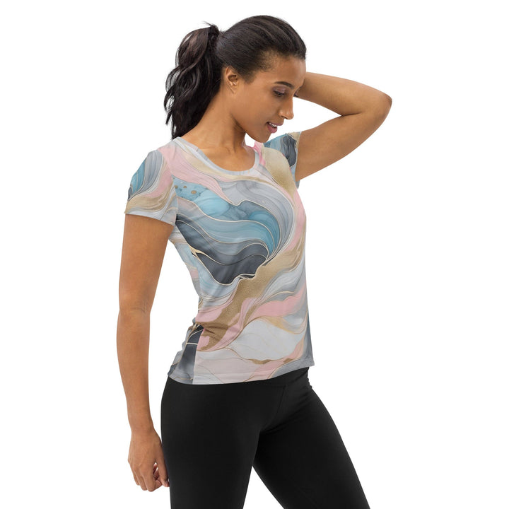 Womens Stretch Fit Athletic Sports T-shirt - Marble Cloud of Grey