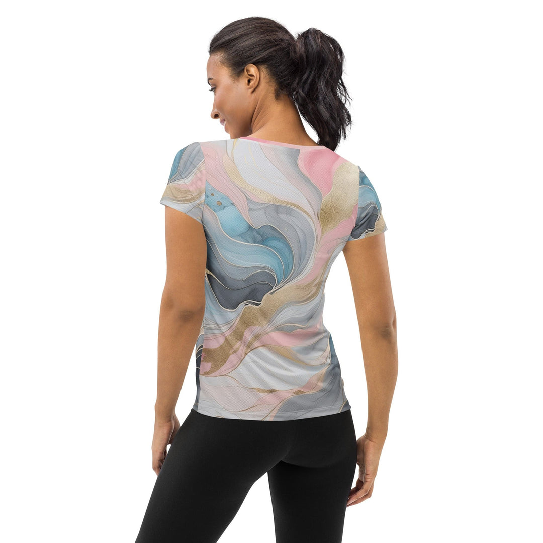 Womens Stretch Fit Athletic Sports T-shirt - Marble Cloud of Grey