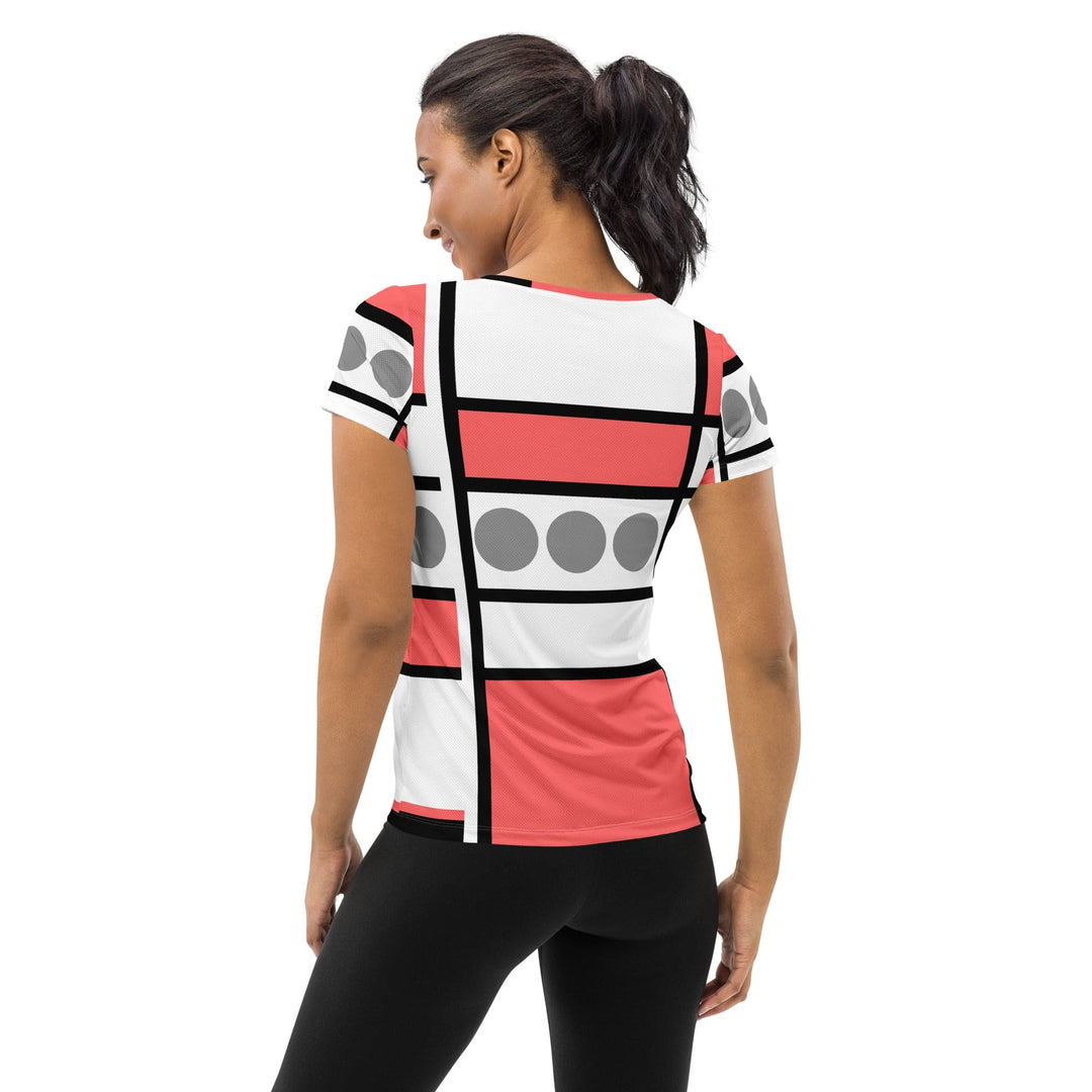 Womens Stretch Fit Athletic Sports T-shirt - Pale Red Print