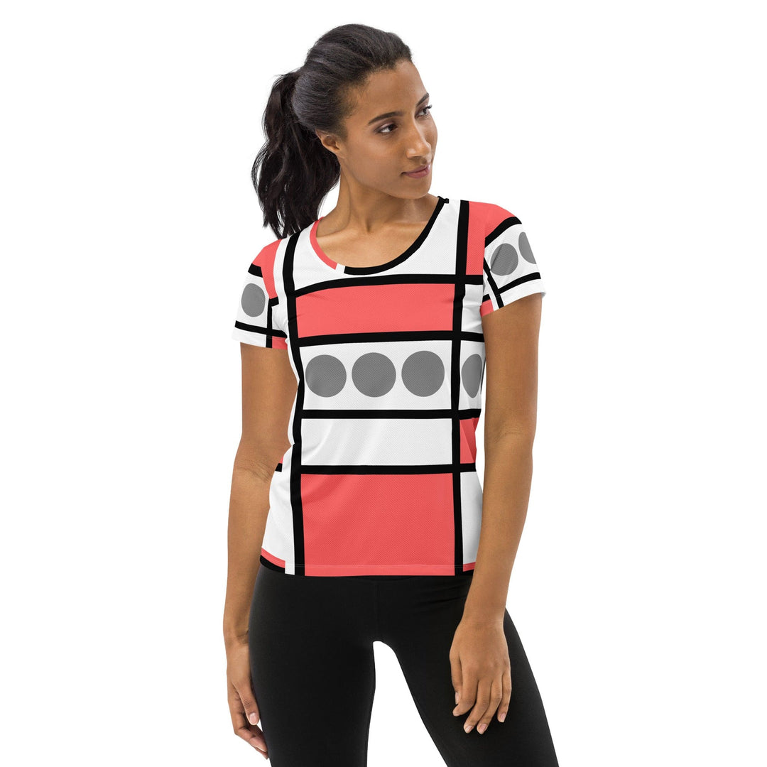 Womens Stretch Fit Athletic Sports T-shirt - Pale Red Print