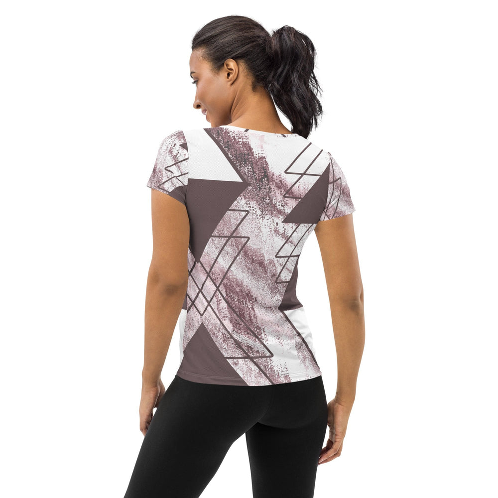 Womens Stretch Fit Athletic Sports T-shirt - Mauve Rose and White