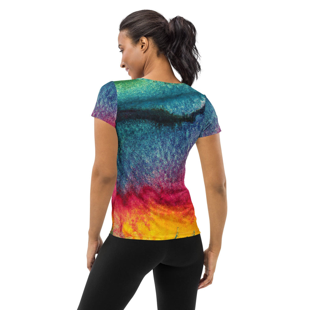 Womens Stretch Fit Athletic Sports T-shirt - Multicolor Abstract