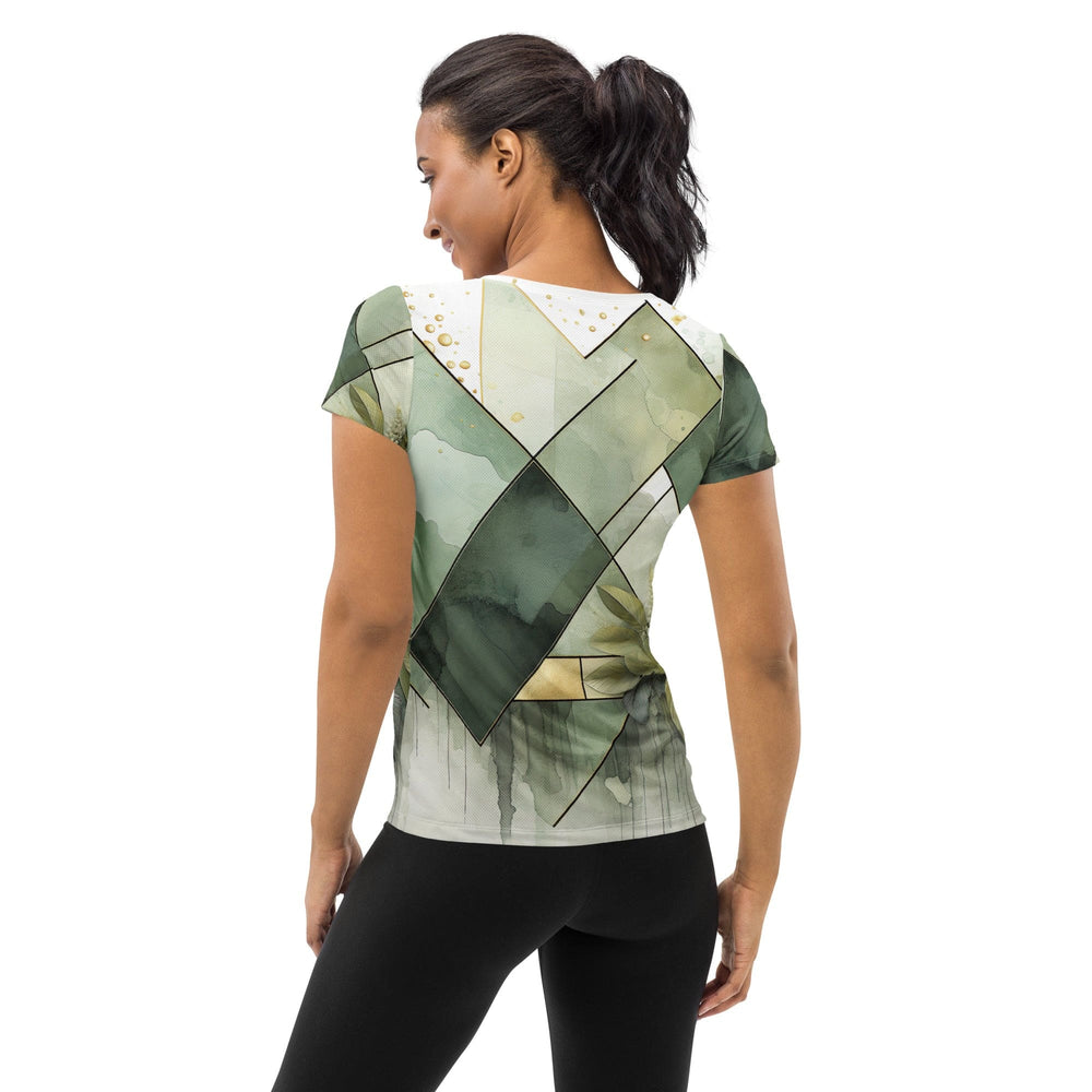 Womens Stretch Fit Athletic Sports T-shirt - Olive Green Mint Leaf