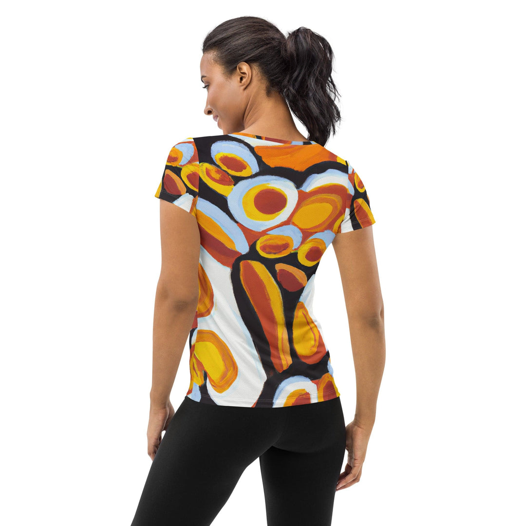 Womens Stretch Fit Athletic Sports T-shirt - Orange Black White