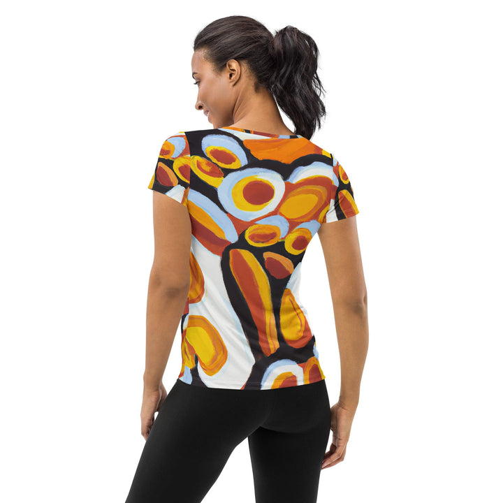 Womens Stretch Fit Athletic Sports T-shirt - Orange Black White