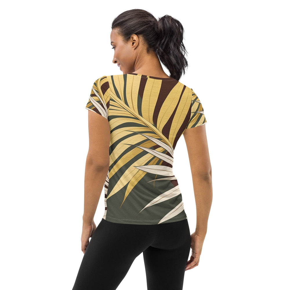 Womens Stretch Fit Athletic Sports T-shirt - Palm Tree Leaves Pattern