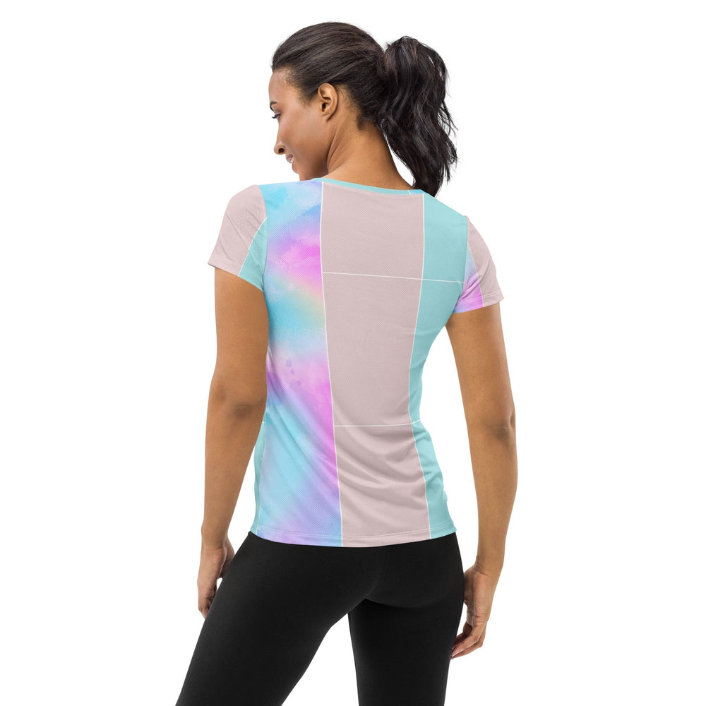 Womens Stretch Fit Athletic Sports T-shirt - Pastel Colorblock