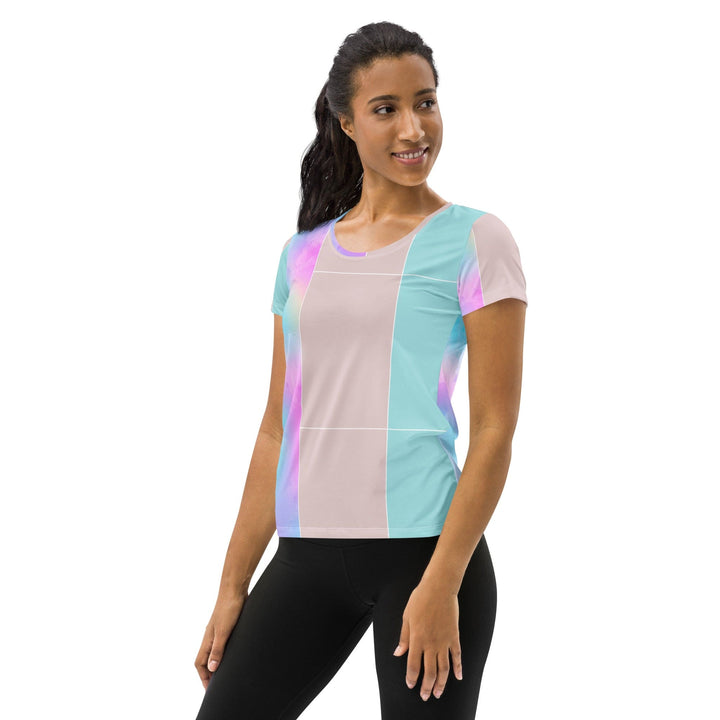 Womens Stretch Fit Athletic Sports T-shirt - Pastel Colorblock