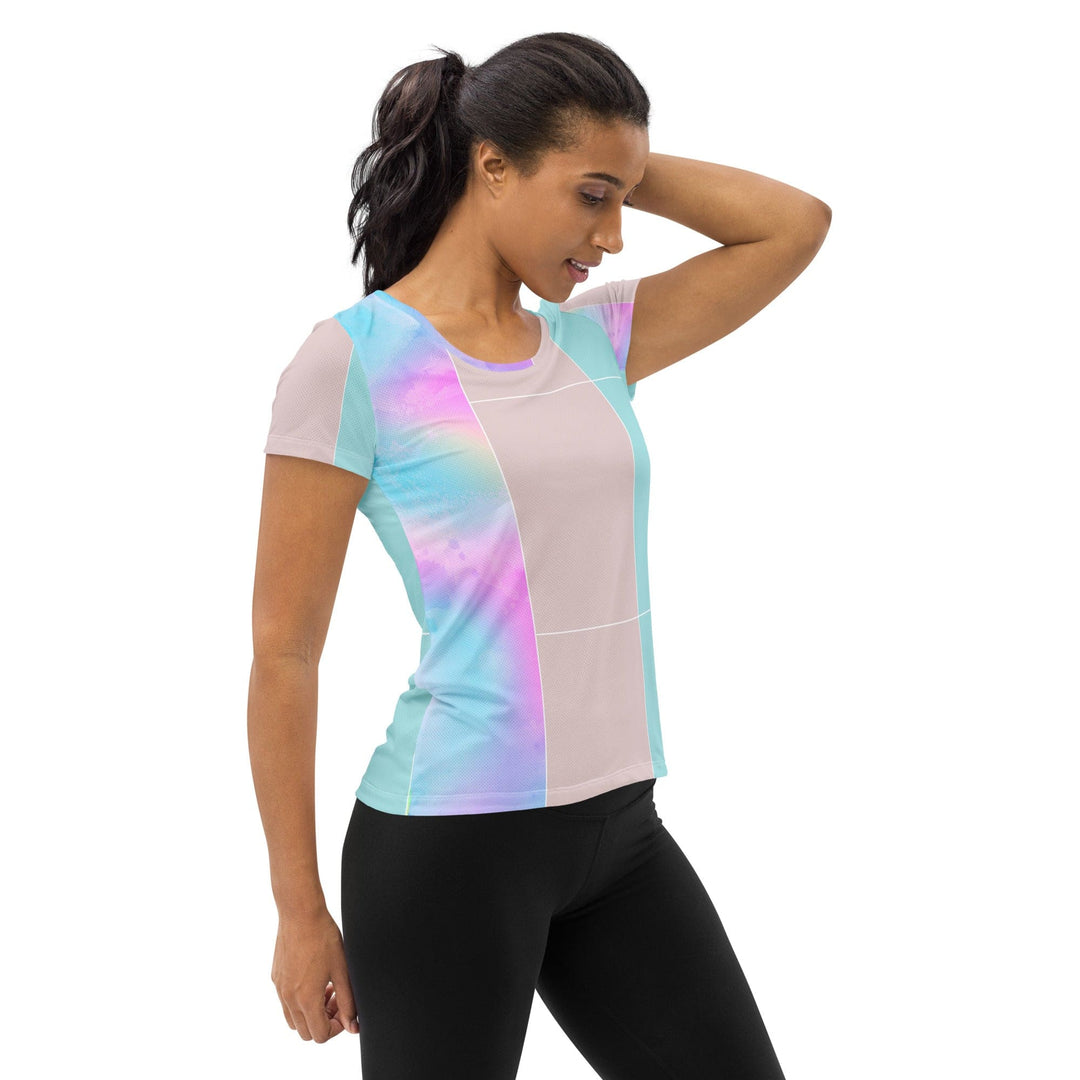 Womens Stretch Fit Athletic Sports T-shirt - Pastel Colorblock