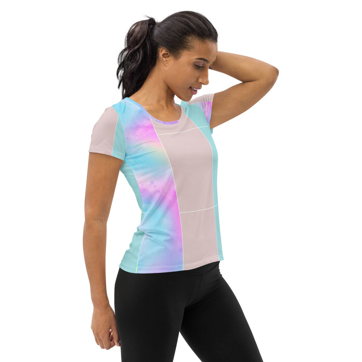 Womens Stretch Fit Athletic Sports T-shirt - Pastel Colorblock