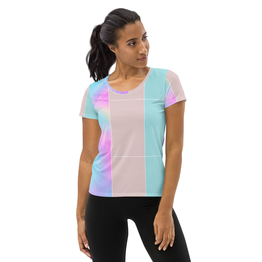 Womens Stretch Fit Athletic Sports T-shirt - Pastel Colorblock