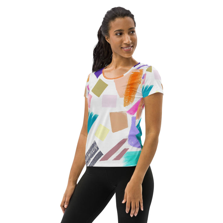 Womens Stretch Fit Athletic Sports T-shirt - Pastel Pattern