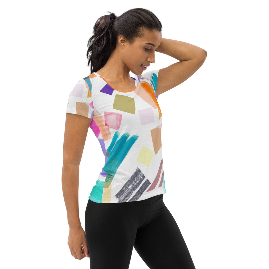 Womens Stretch Fit Athletic Sports T-shirt - Pastel Pattern