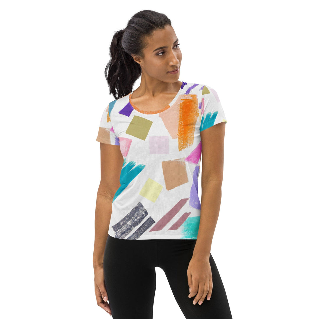 Womens Stretch Fit Athletic Sports T-shirt - Pastel Pattern