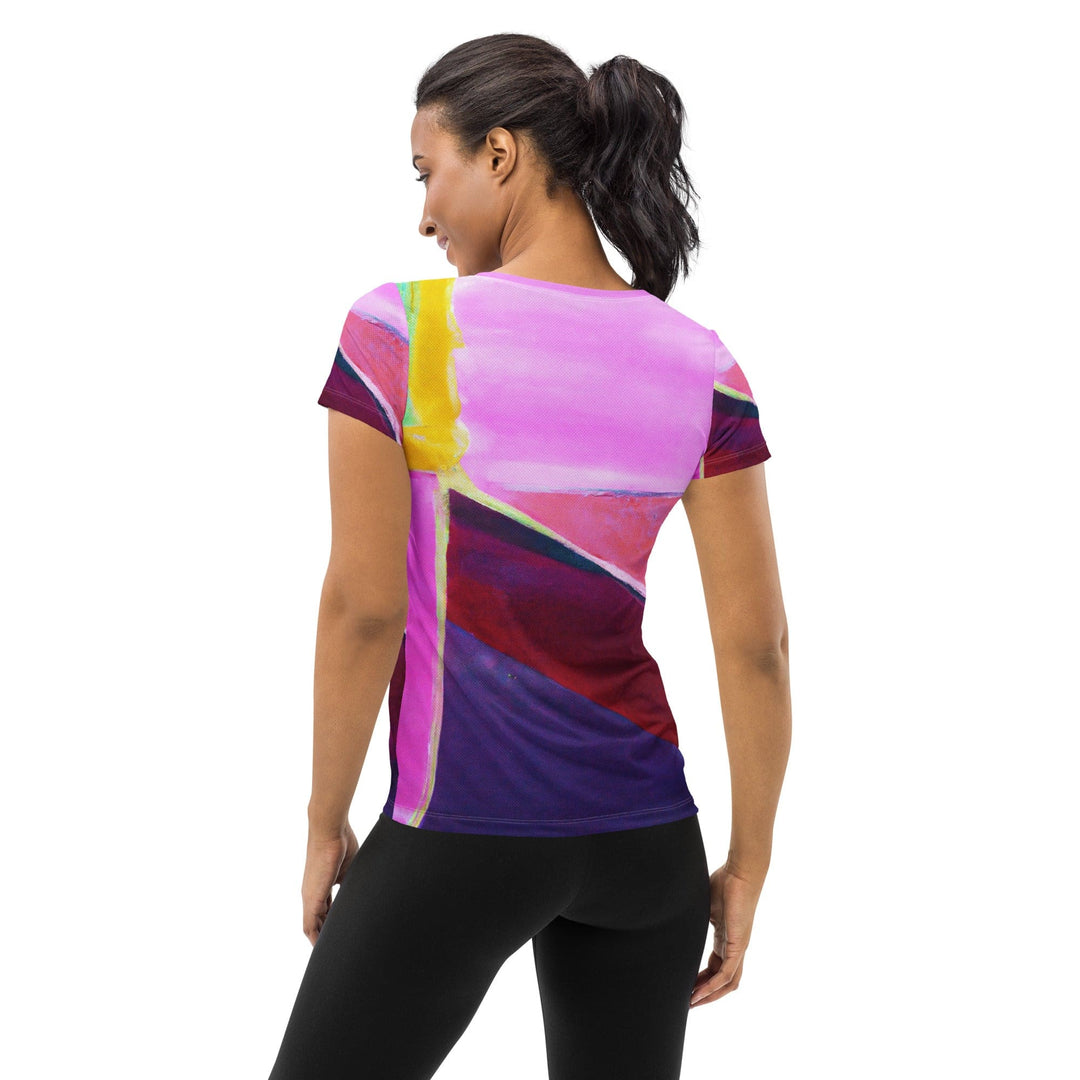 Womens Stretch Fit Athletic Sports T-shirt - Pink and Purple Pattern