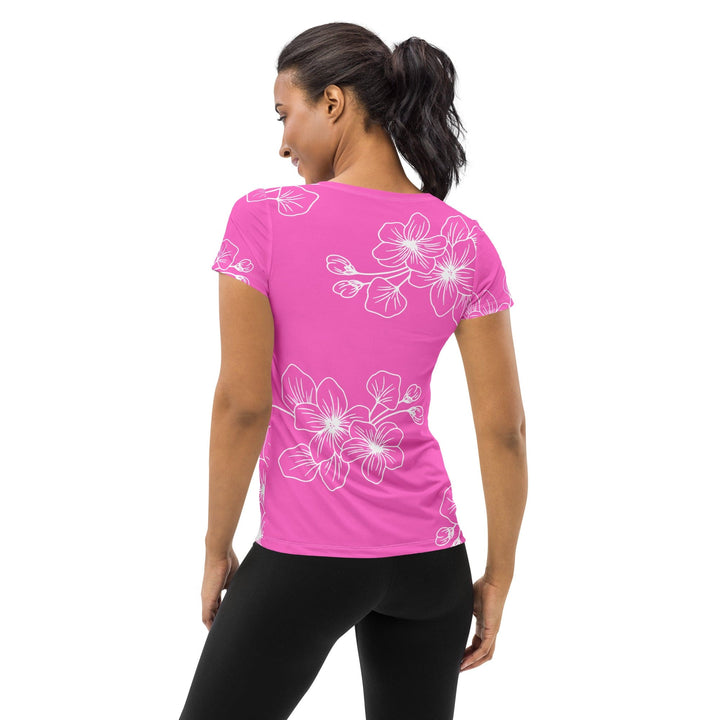 Womens Stretch Fit Athletic Sports T-shirt - Pink Floral 7022623