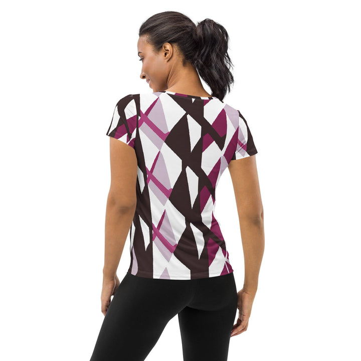 Womens Stretch Fit Athletic Sports T-shirt - Pink Mauve Pattern