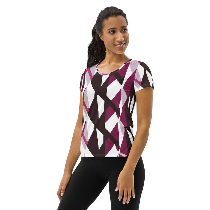 Womens Stretch Fit Athletic Sports T-shirt - Pink Mauve Pattern