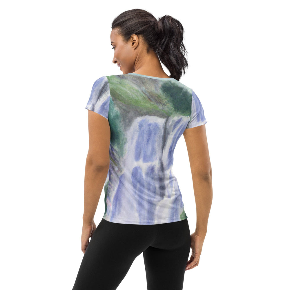 Womens Stretch Fit Athletic Sports T-shirt - Purple Watercolor