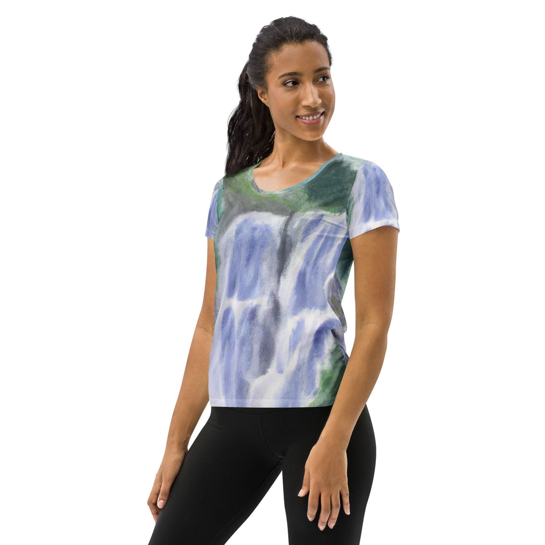 Womens Stretch Fit Athletic Sports T-shirt - Purple Watercolor