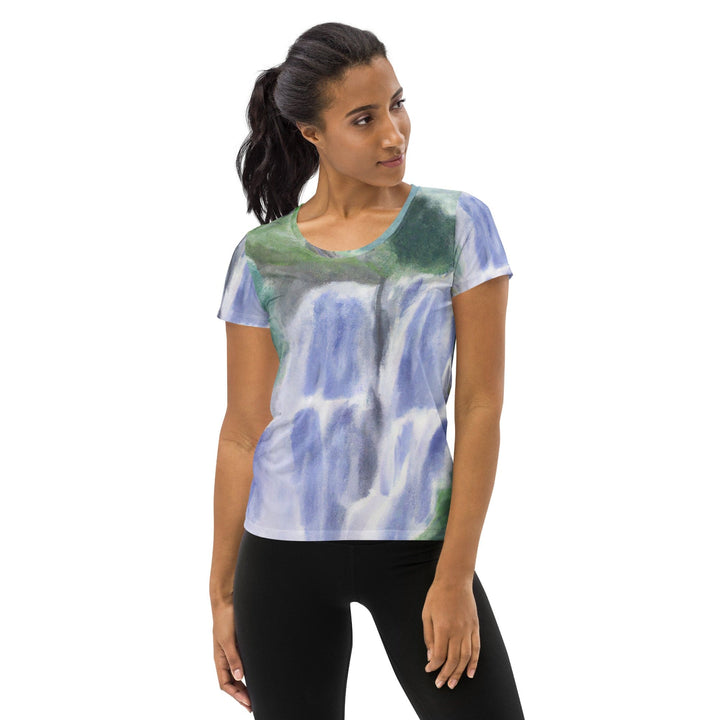 Womens Stretch Fit Athletic Sports T-shirt - Purple Watercolor