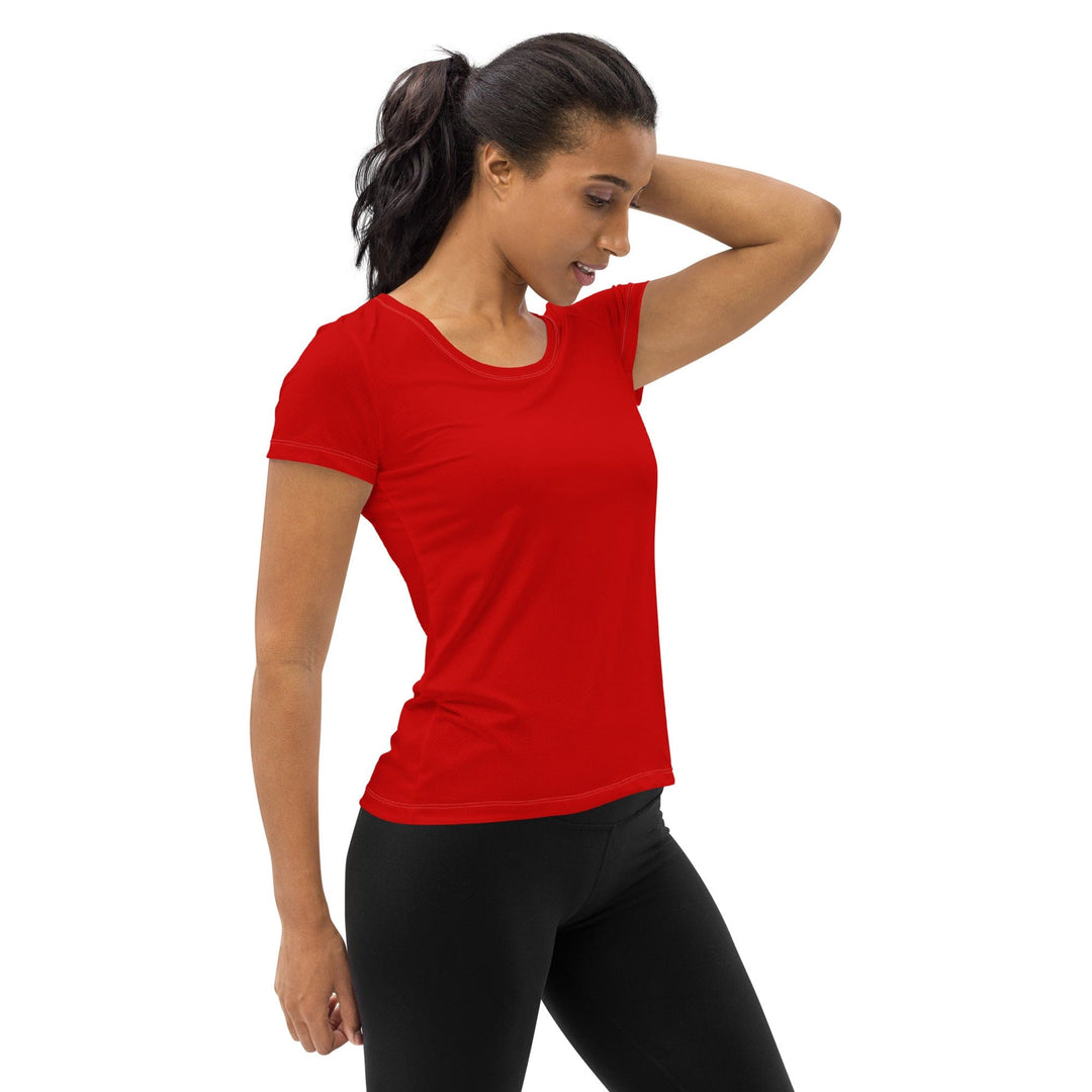 Womens Stretch Fit Athletic Sports T-shirt - Red