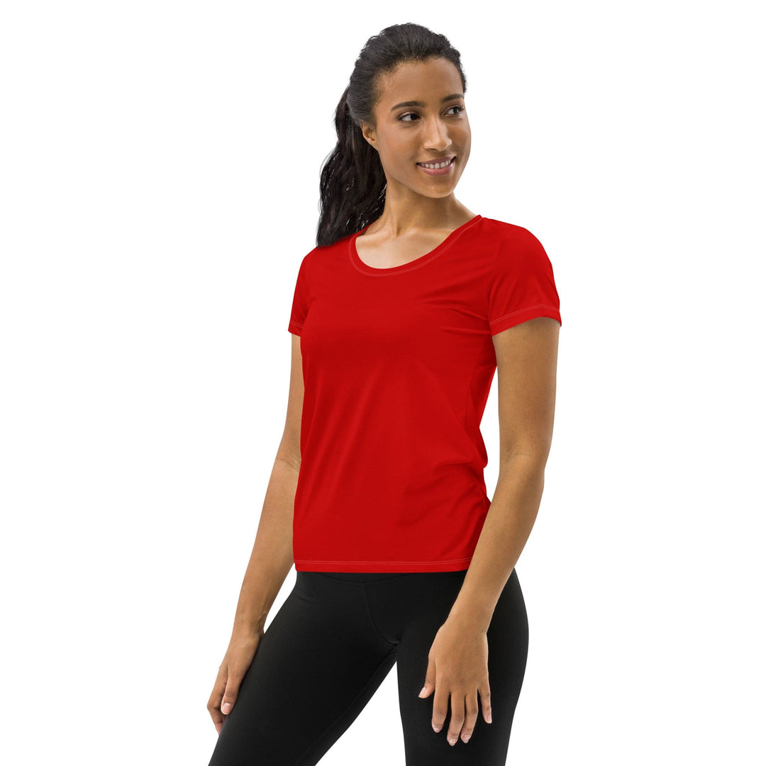 Womens Stretch Fit Athletic Sports T-shirt - Red